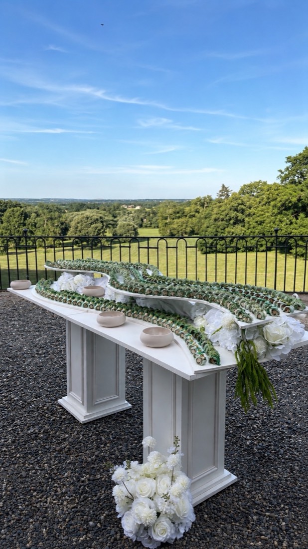 Réception Sushimi Event en extérieur, vue sur la campagne